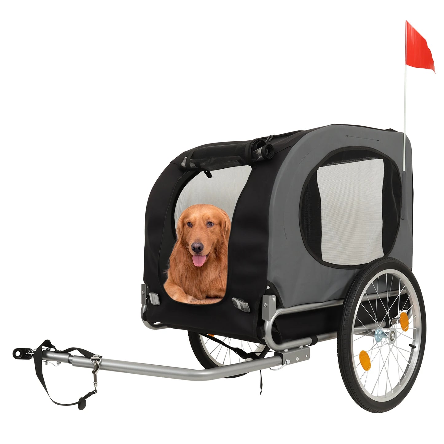 Heavy Duty 2-in-1 Dog Bike Trailer & Jogging Stroller for Medium/Large Dogs - 88 Lb/40 kg, Ventilated Waterproof Cabin, Collapsible Steel Frame, Quick-Release Wheels, All-purpose Hitch (20-29' Bikes)