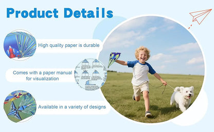 12 Styles Paper Airplane Kit Colorful Origami Paper Handmade Craft Plane Gift For Students Boys Girls