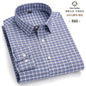 Men's Social Shirts Long Sleeve 100%Pure Cotton Oxford Buttoned Plaid Formal Male Casual Clothes Oversized Shirt Plus Size S-7XL
