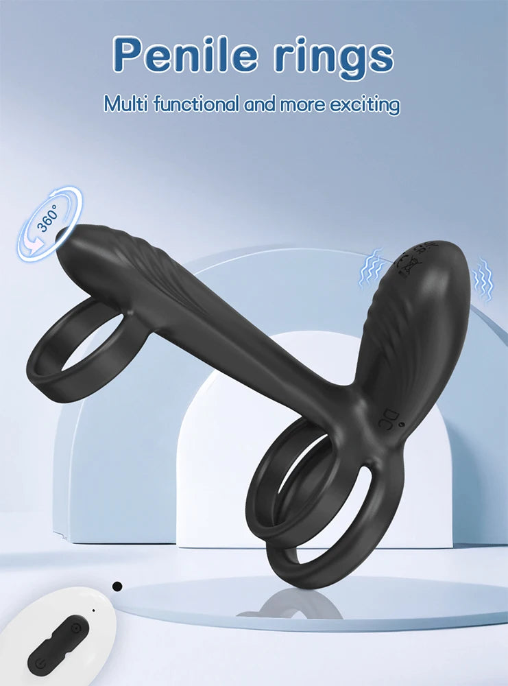 Vibrating 360°Twisting Cock Ring Sex Toys for Women Adult Couples G-spot Clitoral Stimulator Penis Ring for Men Dick Vibrator 18
