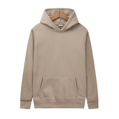 2025 Men's Solid Color Hooded Sweaters Men's Warm Wool Sweater Fashionable Street Clothing Loose  Breathable Jersey Brand Hooded