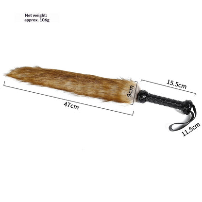BDSM Faux Fox Tail Whip with Handle, Cosplay Tail Flogger, Bondage Paddle, Pet Play Roleplay, Fetish Costume Accessory, SM Adult