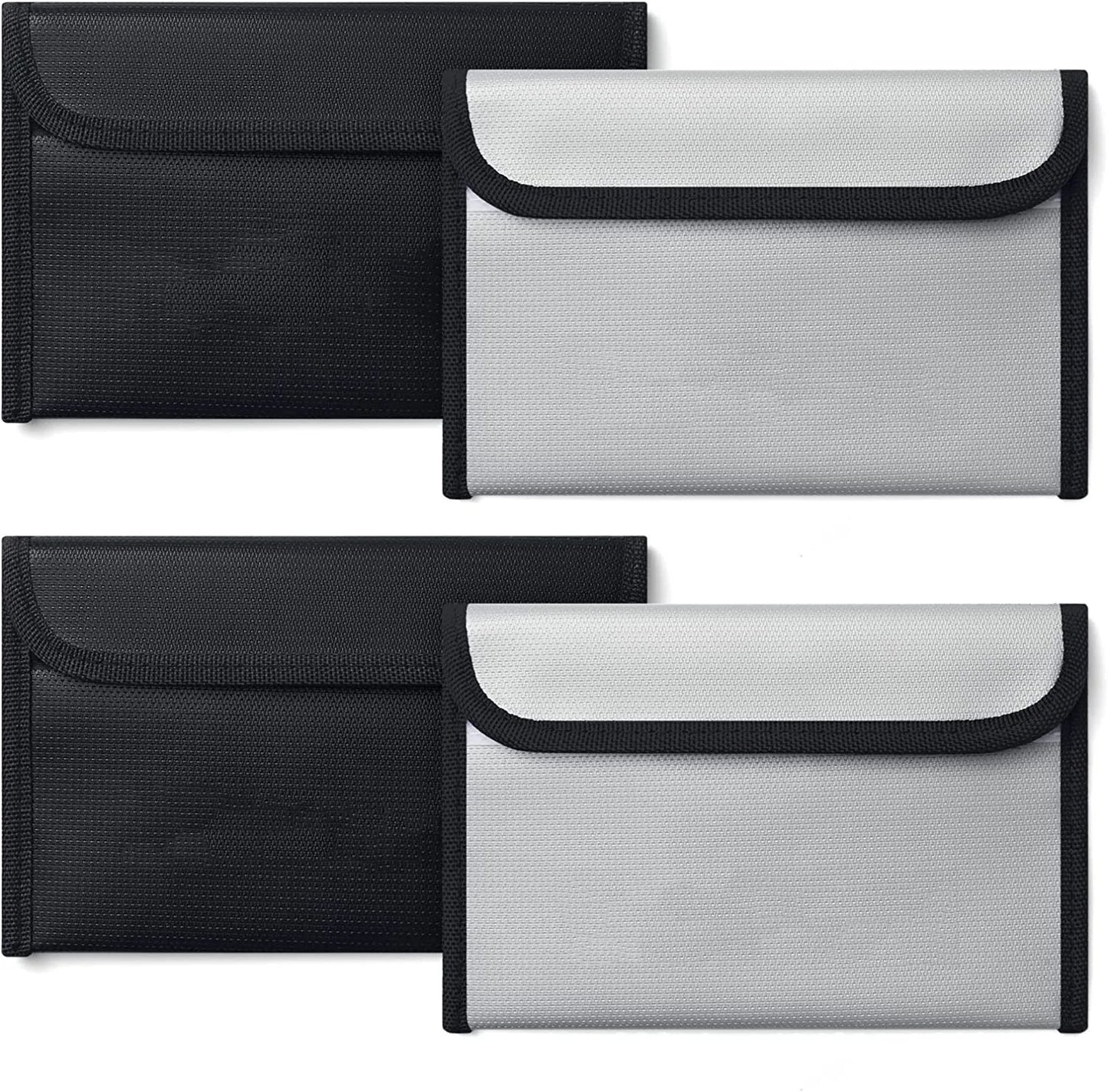 Bisofice Fireproof Document Bag Zipper Closure Cash Safe Storage Waterproof Pouch with Sticky Strip for Certificates Money Cards