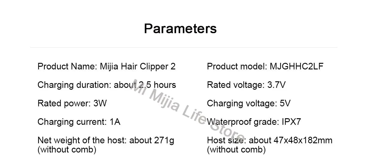 Mijia Hair Clipper 2 Household Wireless Trimmer Cutting Barber IPX7 Titanium Alloy Blade Men Sideburns Electric Shaver