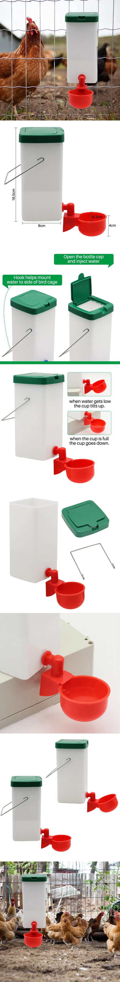 1000ml Rabbit Water bottle with Red Water Bowl Poultry Chick Auto Automatic Drinker for Chicken Duck