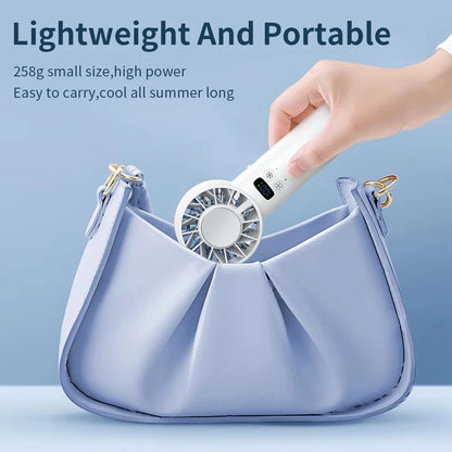 Portable Mini Fan Handheld Fan Ice Compress LED Display Ice Face 100 Wind Speeds 5200mAh USB Rechargeable Battery Fan