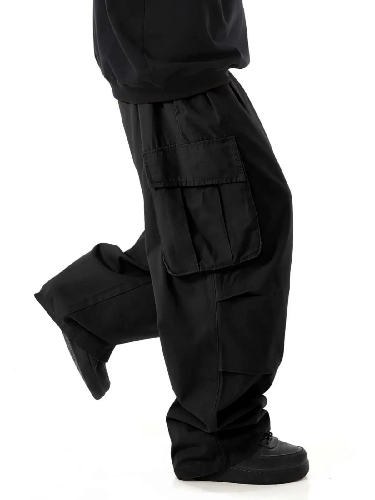 plus Size Men's Workwear Wide Leg Pants Loose Street Style Trendy Cargo Trousers