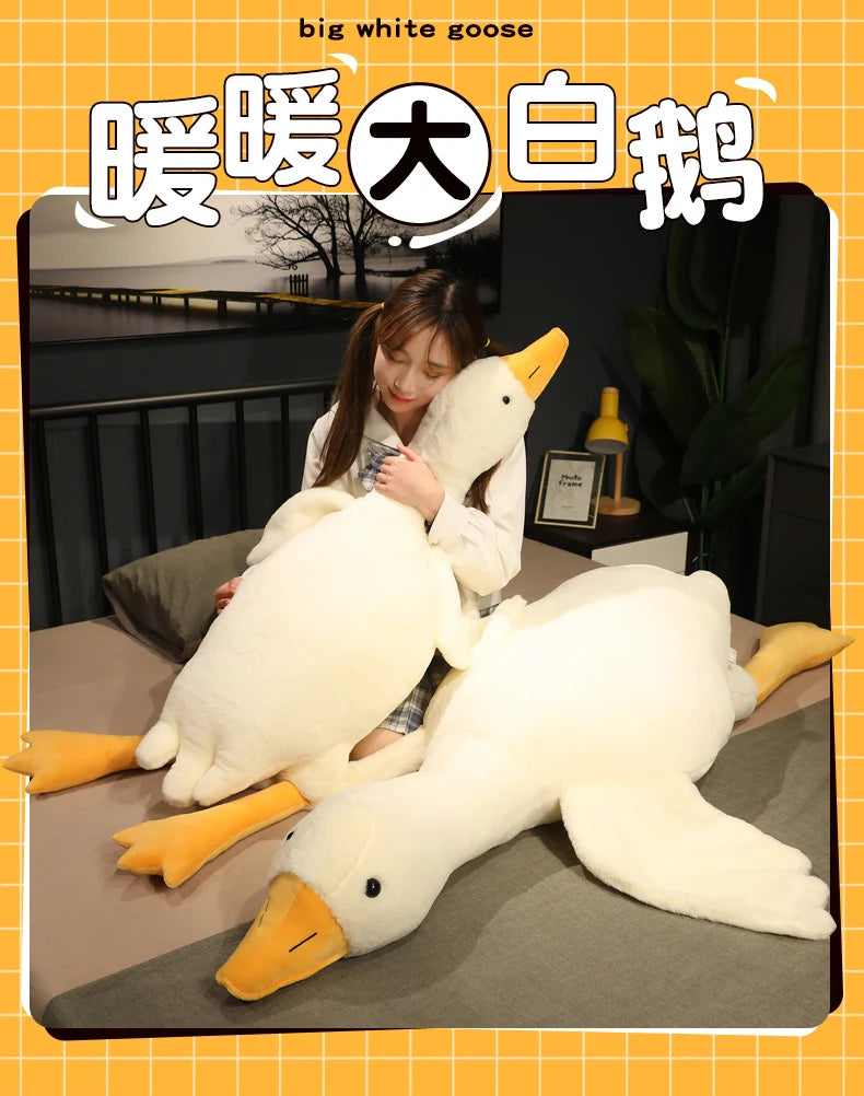 50-190cm Large Brown Hug Stuffed Animal Duck Kawaii Giant Goose Plush Toy Sleeping Pillow Big Soft Doll Party Gift for Boy Girls