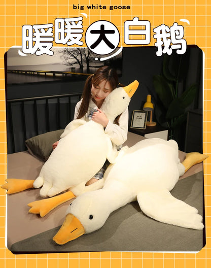 50-190cm Large Brown Hug Stuffed Animal Duck Kawaii Giant Goose Plush Toy Sleeping Pillow Big Soft Doll Party Gift for Boy Girls
