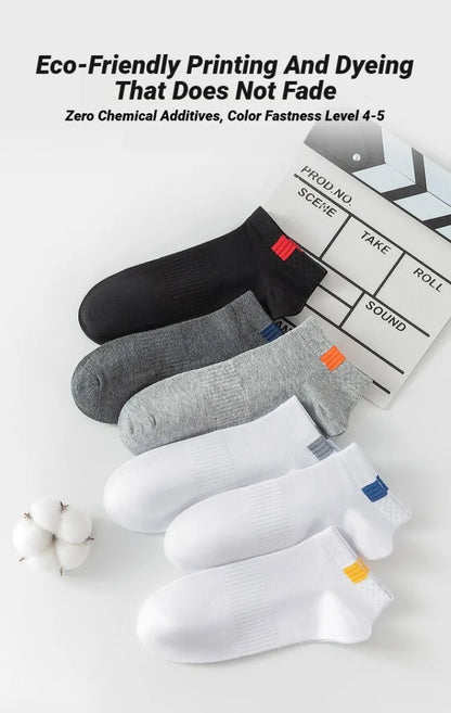 Men Ankle Socks Fashionable Letter Sports Style Odor Proof Sweat Absorbing Breathable Invisible Running Cloth Standard Boat Sock