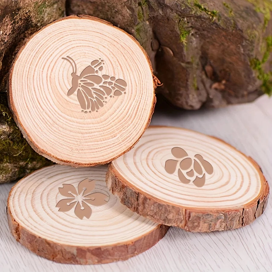6 Pcs 3.15x5.5inch Butterfly Flower Leaf Plastic Stencils Set for DIY Journal Scrapbooking Wood Painting Template