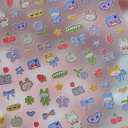 Colorful 5D Happy Birthday Nail Art Sticker Cake Candle Numbers Musical Note Cute Bear Stars Cherry Self Adhesive Manicure Decal