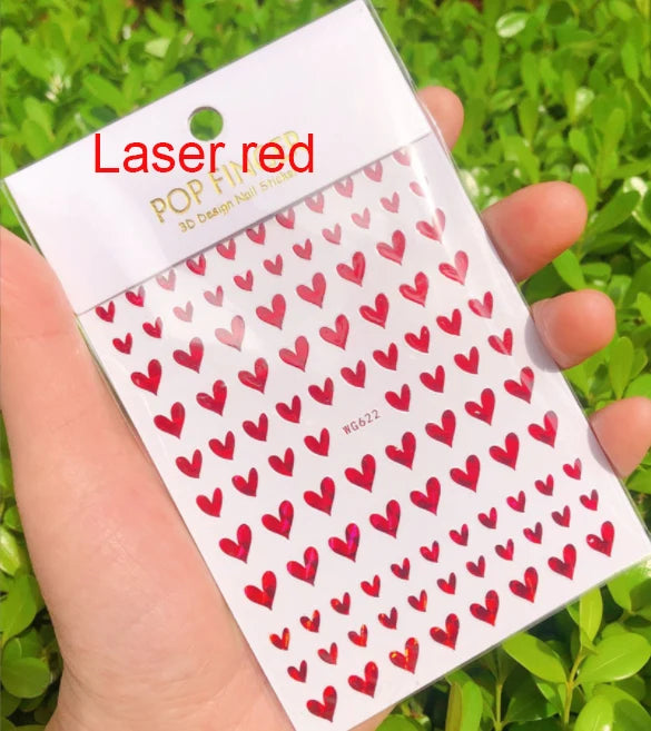3d Nail Art Stickers Red Black White Love Hearts Stars Clouds French Full Tips Adhesive Nail Decals Slider For Manicure