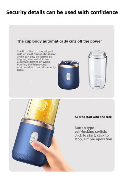 Portable Fruit Juicer Blenders Outdoor Personal Electric Mini Bottle Home USB Charge 6 Blades Double Cup Juicer Machine