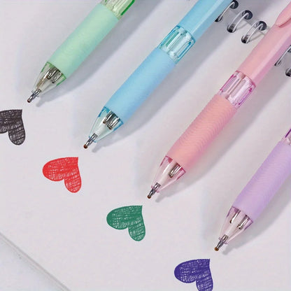 4 In 1 Multicolor Ballpoint Pens Creative Colorful Retractable Multifunction Pen Students Writing School Office Kawaii Supplies