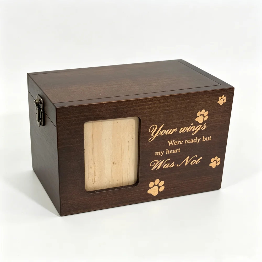 Wooden Pet Urn With Photo Frame Dog Cat Cremation Ashes Box Pet Loss Memorial Keepsake Box Pet Memorial Urn for Home Display