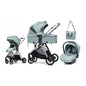 3-in-1 baby stroller, high landscape stroller, equipped with car seat, mom bag, one click folding, can sit and lie down
