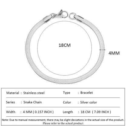 SUNIBI Classic Snake Chain Bracelets for Women Trend  Fashion Stainless Steel Cuban Chain Bracelet Trendy Woman Gifts Jewelry