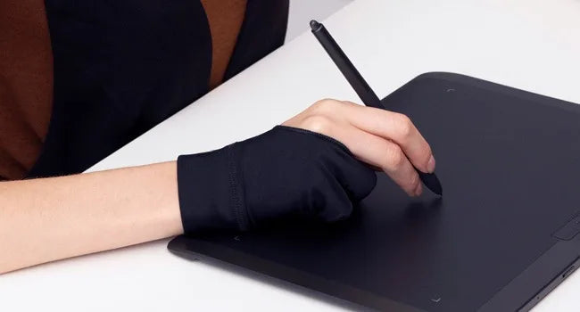 2-Finger Anti Touch Gloves for iPad/Drawing Tablet - Digital Art Glove w/Smooth Nylon Fiber | Prevent Smudges on Screen & Paper