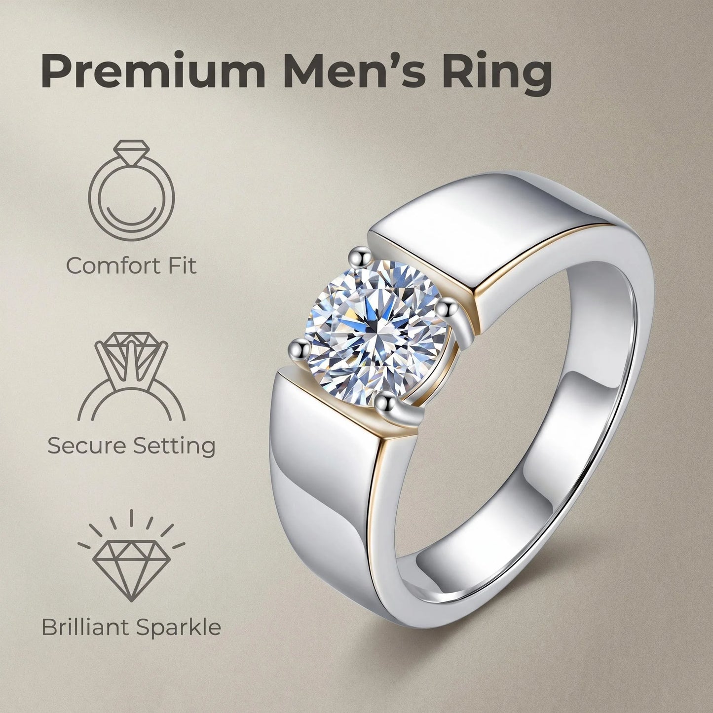 Moissanite Couple Ring For Women Man 925 Silver Stone Match Dia Wedding Band Bride S Sterling Silver White Gold 2.00ct