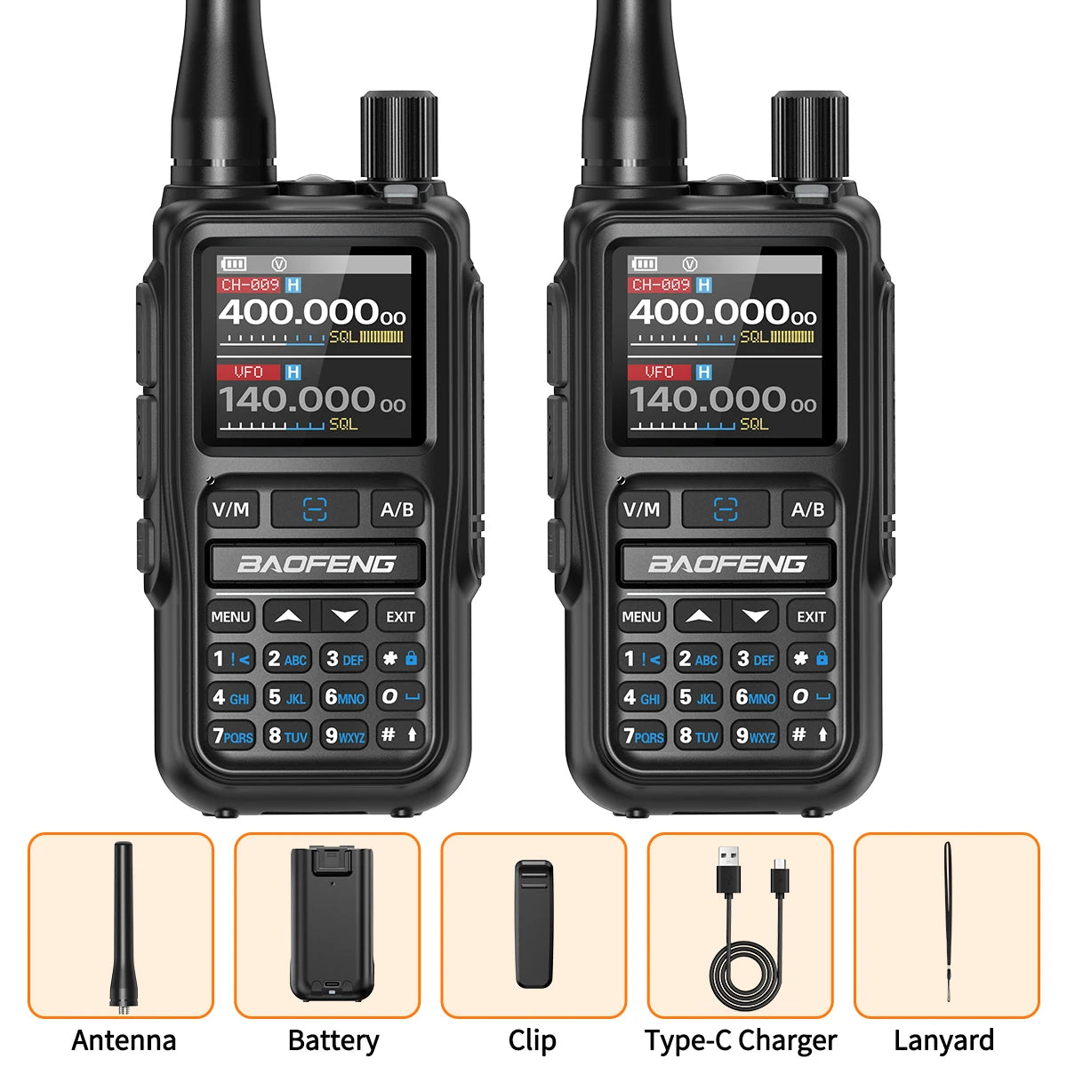 1/2PCS BAOFENG UV-5R Mini Walkie Talkie Dual PTT Wireless Bluetooth Programming Multi-Band Type-C Charge Long Range Ham Radio