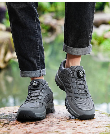 Men'S Spring And Autumn Outdoor Sports Shoes With Rotating Buckle Convenient Comfortable Anti Slip Hiking Shoes Large Size 39-48
