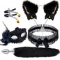 5 In 1 Fox Tail Butt Plug Set Cat Ears Headband Choker Ball Gag Nipple Clamps BDSM Cosplay Pet Play Accessories for Couples