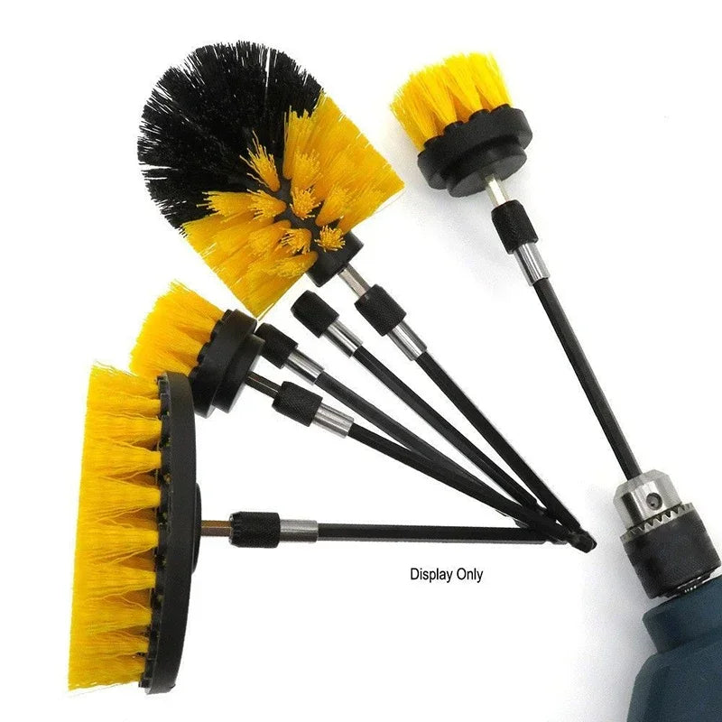 3pcs/set Electric Scrubber Brush Drill Brush Kit Plastic Round Cleaning Brush For Carpet Glass Car Tires Nylon Brushes 1/4pcs