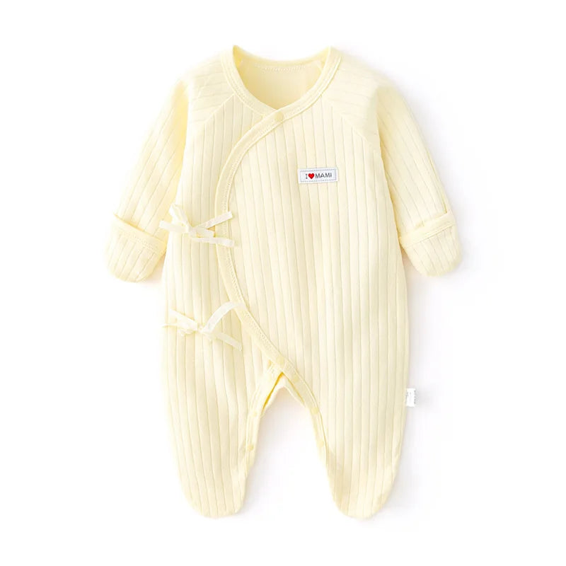 Boys Girls Long Sleeve Jumpsuit for Four Seasons Clothing Pure Cotton Universal Newborn Baby Cute Printed Foot Wrapped Bodysuit