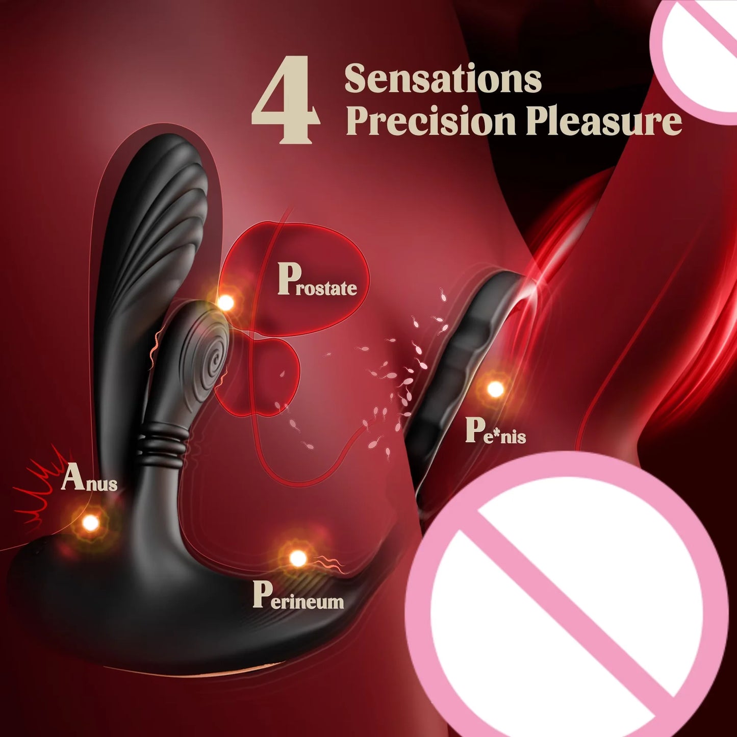 360° Circular Kneading Anal Vibrator Male Prostate Massager with Cock Ring 3 in 1 L-Shaped Vibrators Adult Anal Sex Toy for Gay