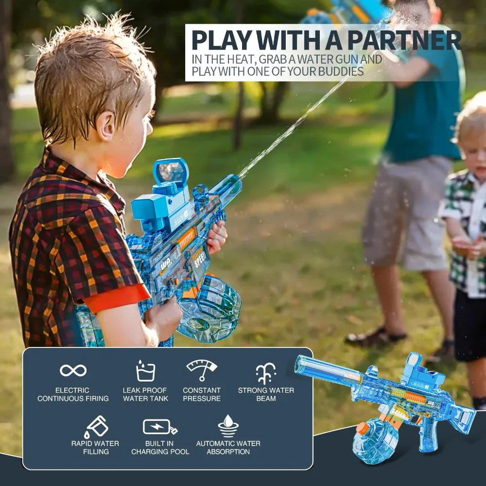 UMP45 Electric Water Gun Full Automatic Submachine with Light Large-Capacity Outdoor Beach Swimming Pool Shooting Game Kid Toy