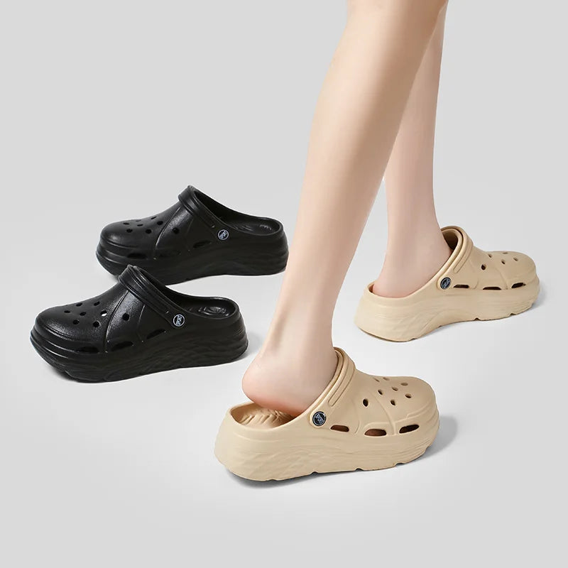 Women's Fashion Platform Sandals Summer 2025 Thick Sole Soft Eva Clogs Garden Shoes for Women Hollow Out Non Slip Beach Sandals