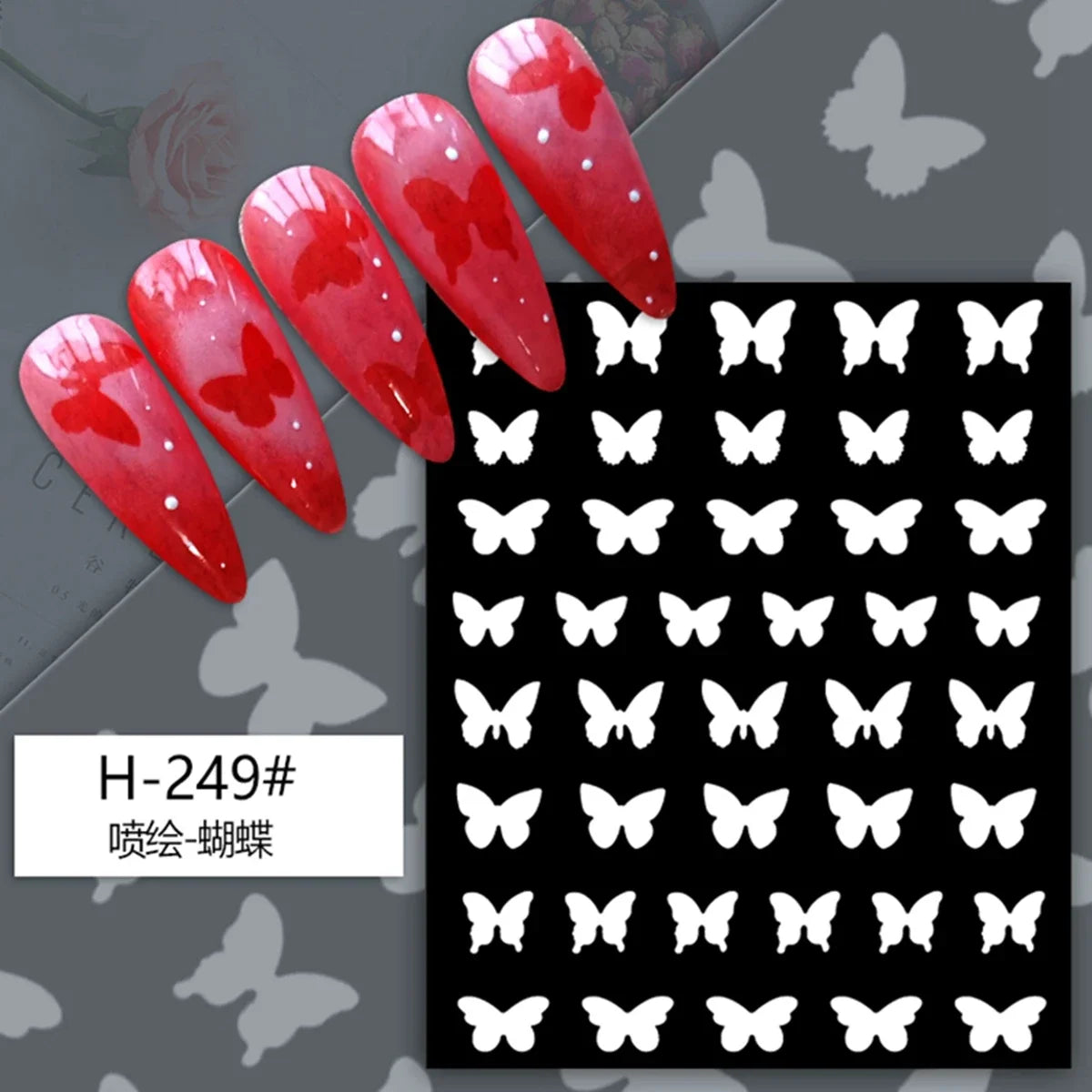 Hollow Nail Art Stickers Spray Painted Design Love Butterfly French Pattern Nail Accessories Decorative Decals
