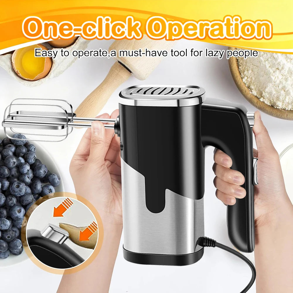 800W Electric Food Mixer Double Sticks Egg Beater Knead Dough 5 Speeds Kitchen Blender Cream Jam Pudding Milkshake Hand Mixer
