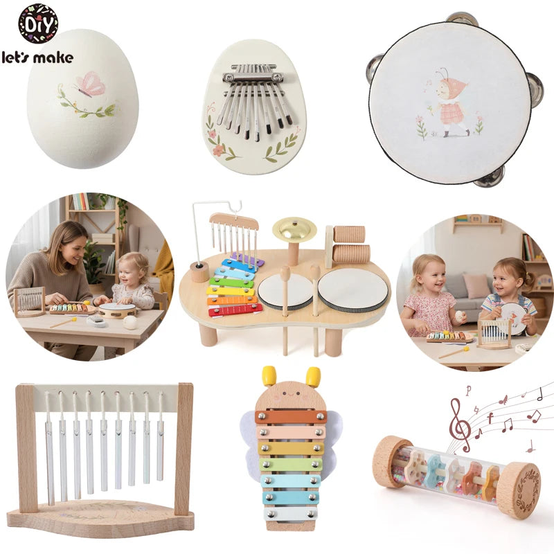 Montessori Kids Musical Toys Wooden Educational Instruments Baby Percussion Instruments Music Station Newborn Birthday Gift