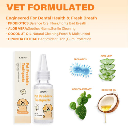 GJYC PET Probiotic Pet Dental Care Kit Toothpaste With Toothbrush Finger Brush Reduce Plaque Tartar Freshen Breath For Dogs Cats