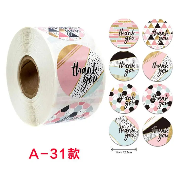 50 Pcs Red Blue Green Thank You Kraft Paper Bags Cute  Happy Birthday Gift Pouch Retro Party Favor Bag Candy Cookie Supplies