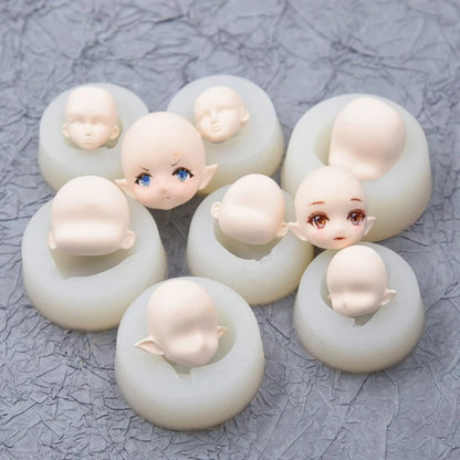 Elf silicone Q version face face mold ultra-light clay soft pottery face mold bjd silicone fairy ears baby face