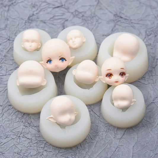 Elf silicone Q version face face mold ultra-light clay soft pottery face mold bjd silicone fairy ears baby face