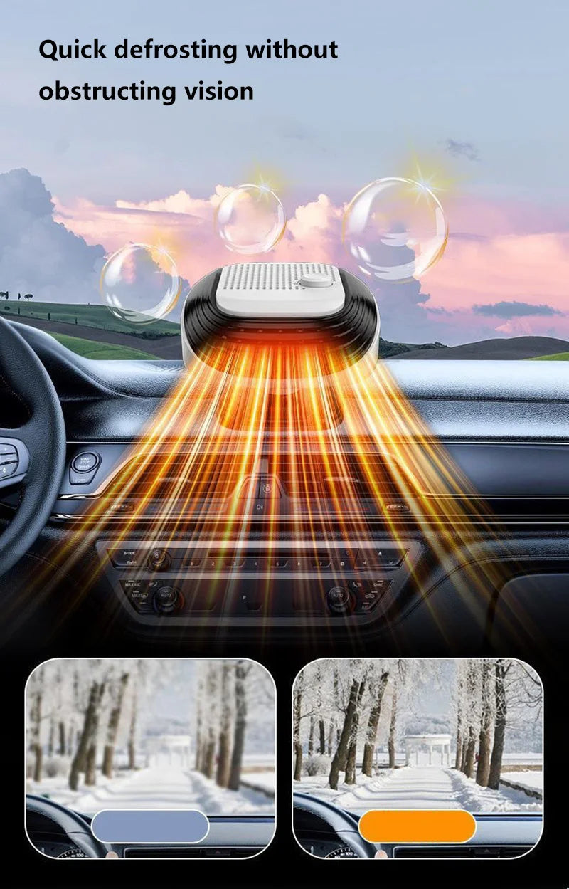 Fast Heating 12V/24V Car Heater & Defroster, Dual Speed Quick Warm Up, Front Demister for Winter Car Heating & Defogging