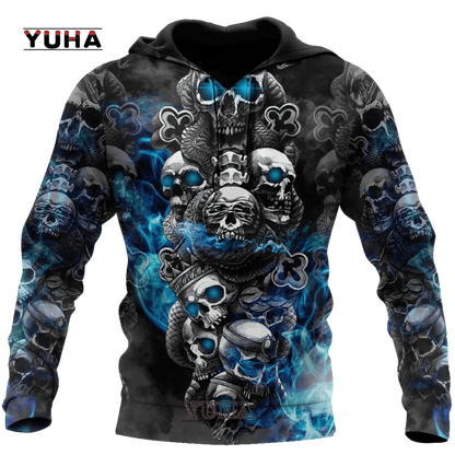 Dark  Red Skull Tattoo 3D All Over Printed Men's Hoodie & Sweatshirt Spring and  Autumn Unisex  Hoodies Casual Sportswear