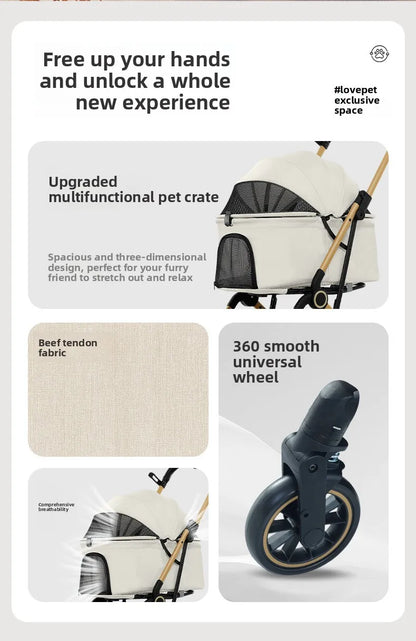 New Pet Stroller Dogs Cats Lightweight Foldable Outdoor Travel Small Medium Breed Teddy Poodle Pet Trolley Pet Stroller