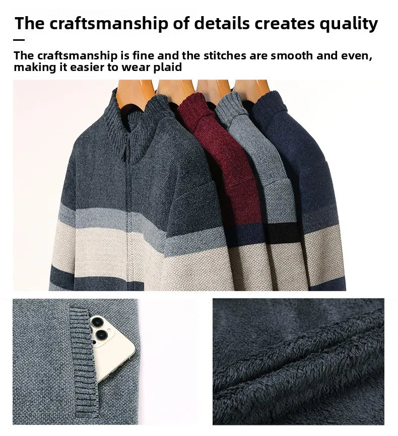 Premium Thick Chenille Fabric Warm New Brand Casual Fashion Stand Collar Men Jacket Streetwear Zipper Autumn Winter Coats