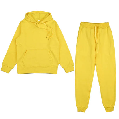 Men's Autumn and Winter New Solid Color Hoodie+pants Two-piece Set Fashionable Casual Sports Set Size S-3XL