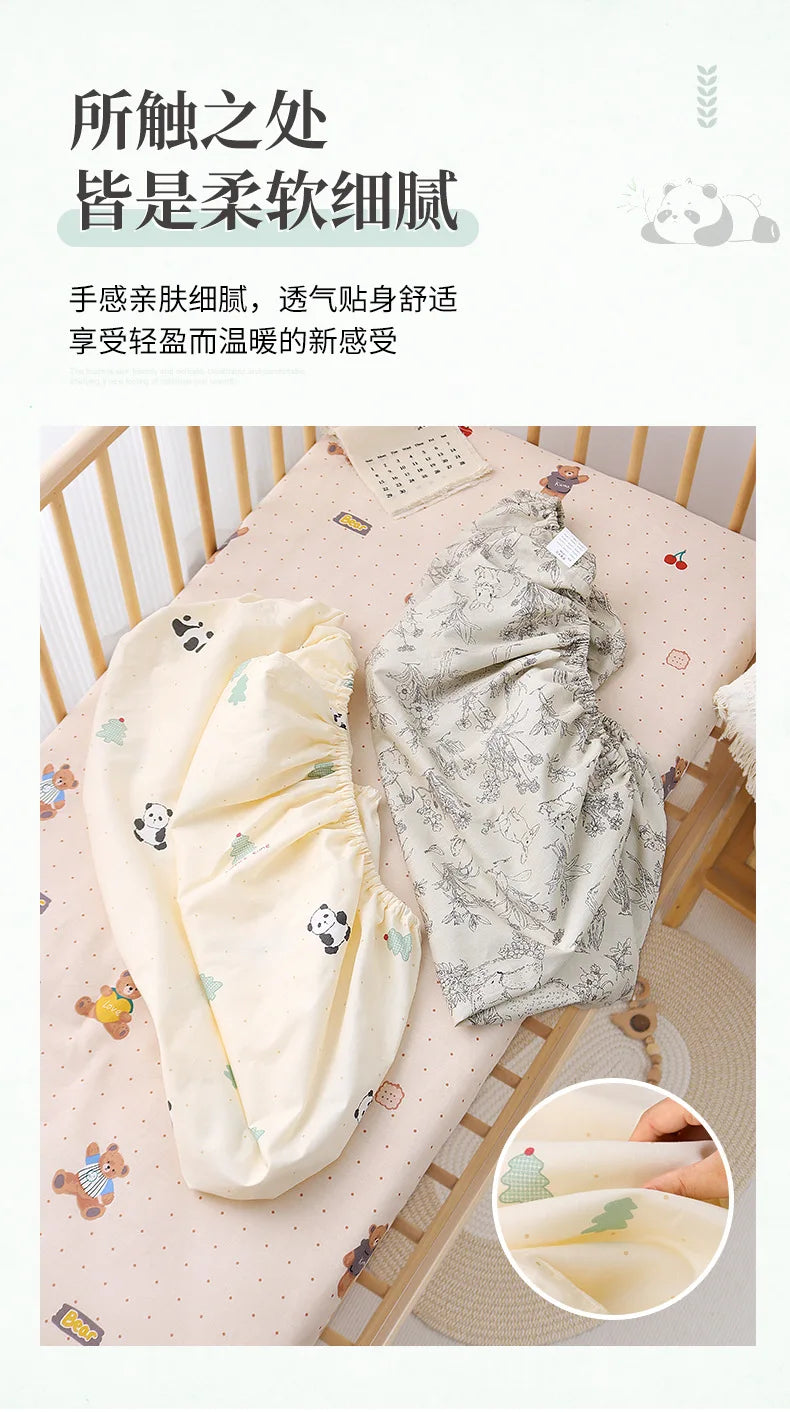 1pcs 130*70CM Breathable Cotton Fitted Crib Sheets for Baby Crib Mattress Cover Soft Bedding Set of Solid Color Infant Bed Sheet