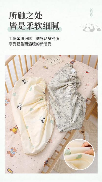 1pcs 130*70CM Breathable Cotton Fitted Crib Sheets for Baby Crib Mattress Cover Soft Bedding Set of Solid Color Infant Bed Sheet