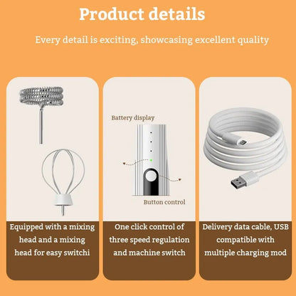 Mini Electric Milk Foamer Blender Wireless Coffee Whisk Mixer Handheld Egg Beater Cappuccino Frother Mixer Kitchen Whisk Tools