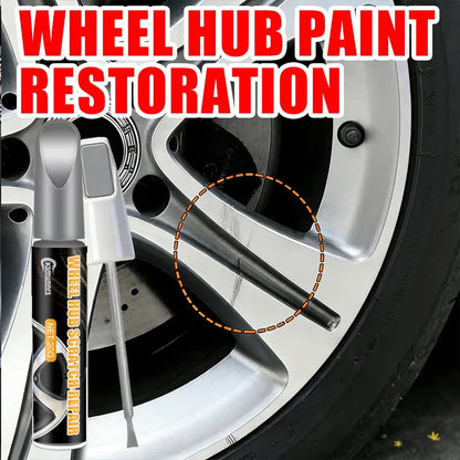 Automotive Silvery Alloy Rim Touch-Up Paint Pen, Wheel Curb Scratch and Impact Damage Repair, Dual-Tip Brush Head for Precise Re