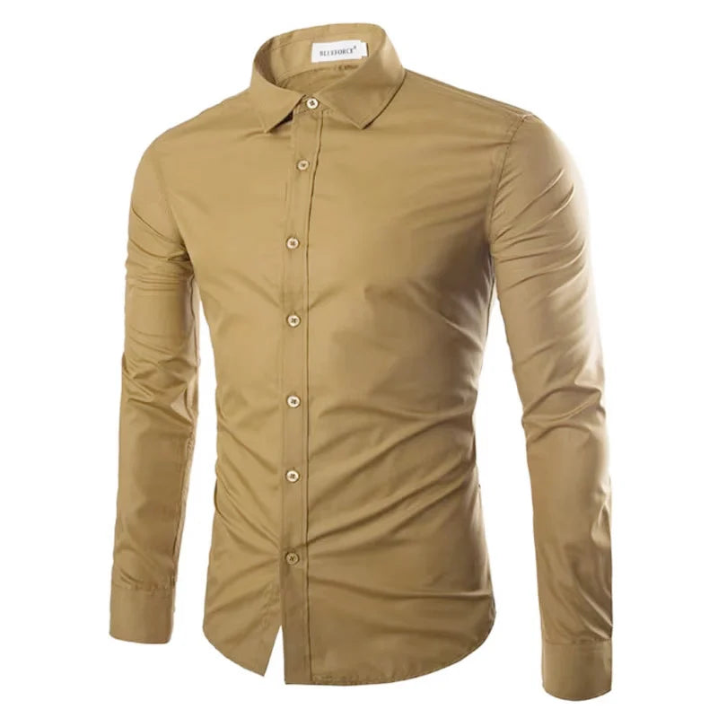 14 Colors Solid Color Men's Fashionable Candy Color Shirt Men's Casual Long Sleeve Shirt for Men