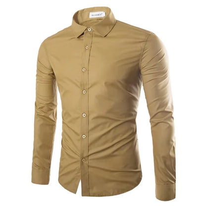 14 Colors Solid Color Men's Fashionable Candy Color Shirt Men's Casual Long Sleeve Shirt for Men